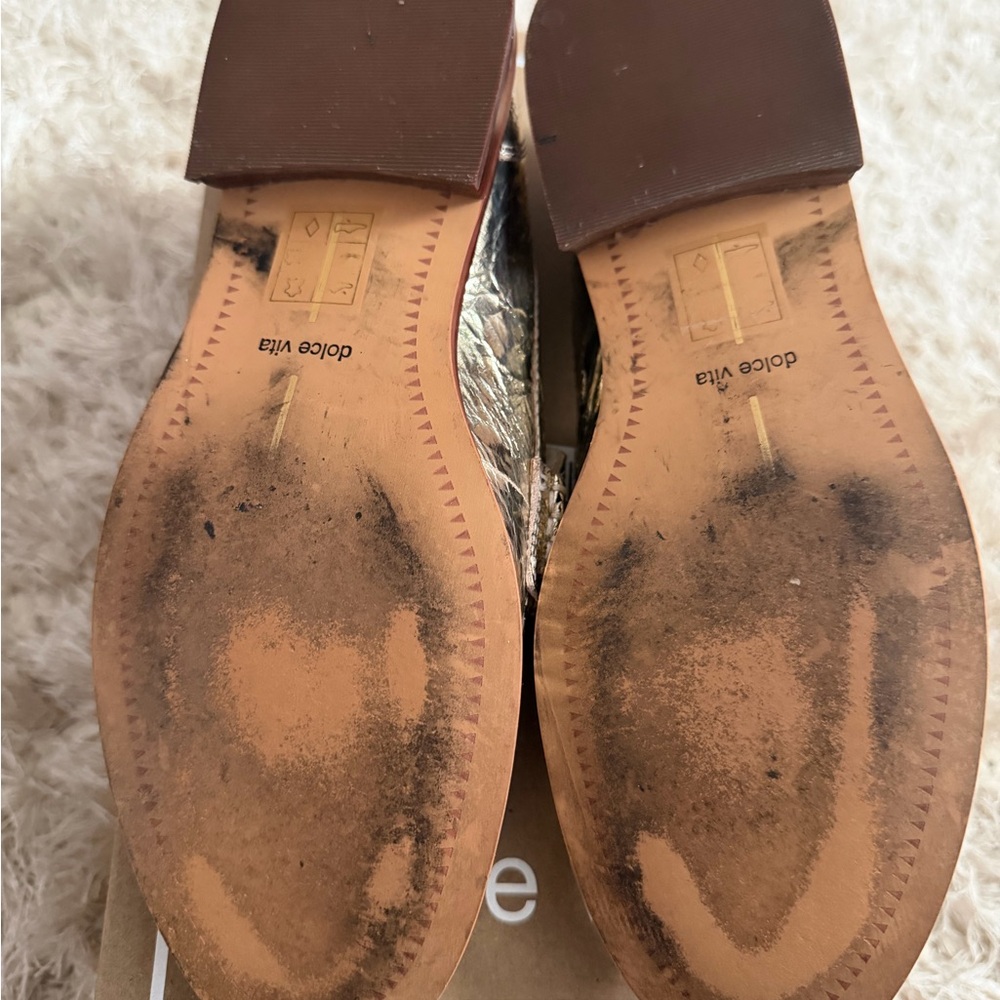Dolce Vita Metallic Gold Penny Loafers - Shiny Gold Finish - Picture 8 of 8